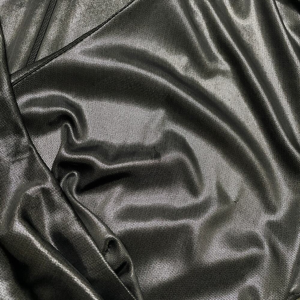 Vintage Midnight Glo Petites V-Neck Wrap Metallic Dress Small Black Gray Silver - Picture 4 of 11